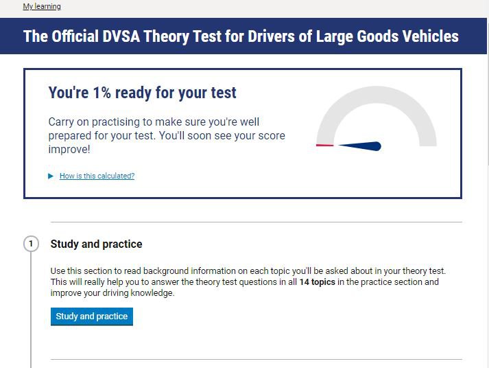 Official DVSA Theory Test Kit for LGV homepage screenshot
