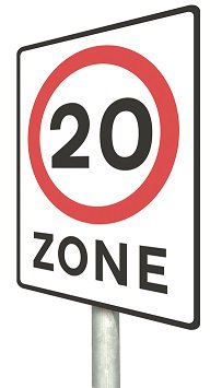 20 mph zone traffic sign