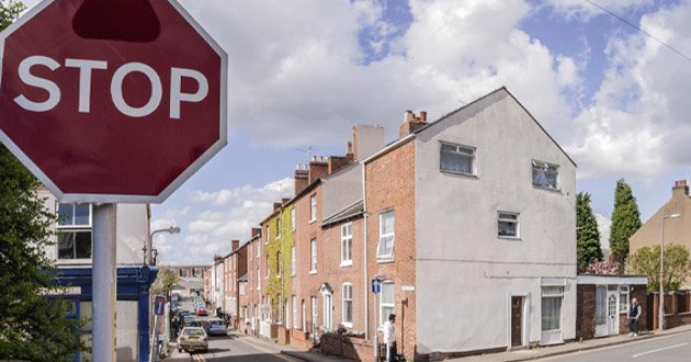 Stop road sign, street, day.