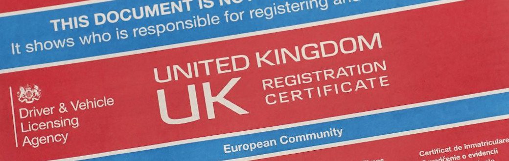 Official V5C registration certificate cover heading.