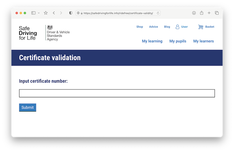 Ridefree - Certificate Validity